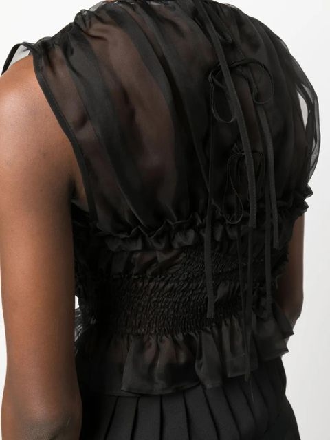 Cecilie Bahnsen ruched sleeveless silk top - Black