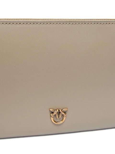PINKO mini zip-fastening logo-plaque clutch bag - Neutrals