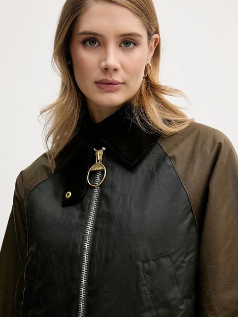 Barbour kurtka woskowana Kettlewell kolor zielony przejściowa oversize LWX1519