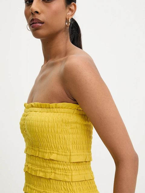 Answear.LAB sukienka z lnem kolor żółty maxi rozkloszowana