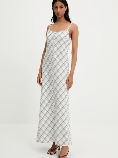 Answear.LAB sukienka bawełniana kolor szary maxi rozkloszowana