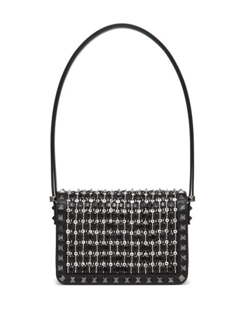 Valentino Garavani small Rockstud23 embroidered shoulder bag - Black