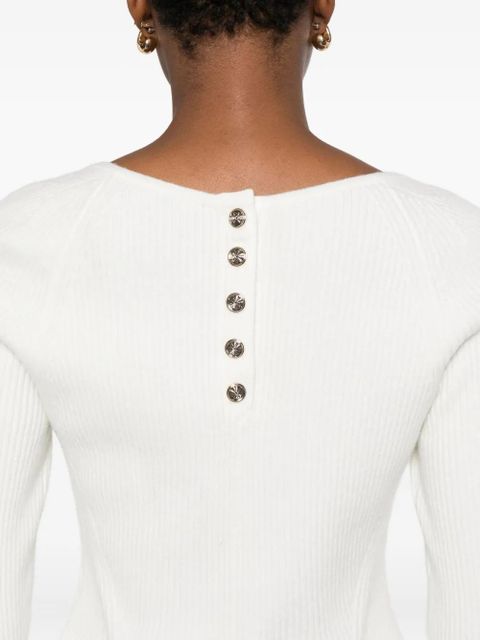 Maje ribbed square-neck top - White