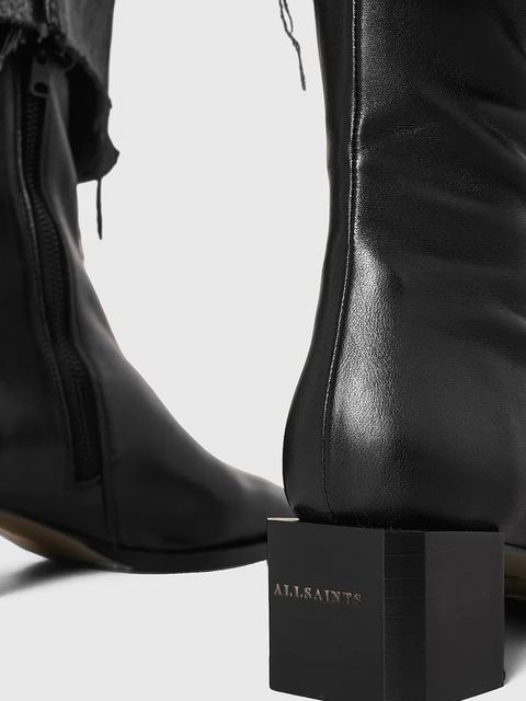 AllSaints botki skórzane Avril Boot damskie kolor czarny na słupku W013FC