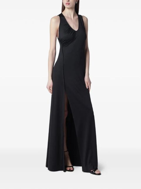 Victoria Beckham gathered slit-detail scoop-neck dress - Black - zdjęcie produktu nr 2