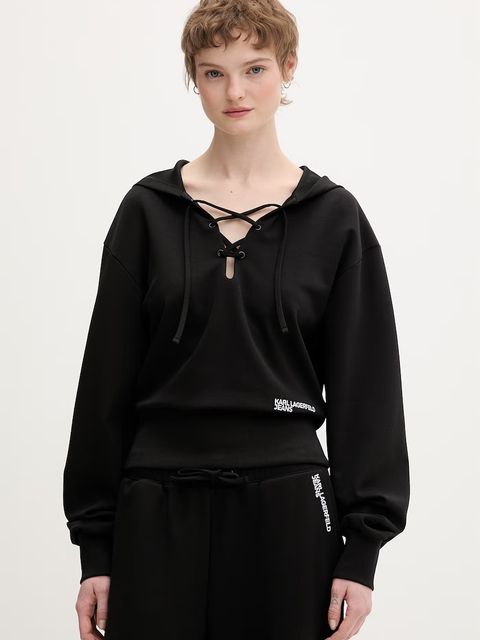 Karl Lagerfeld Jeans bluza z kapturem damska z bawełną - zdjęcie produktu nr 2