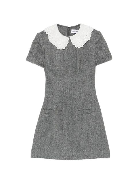 Self-Portrait herringbone mini dress - Grey - zdjęcie produktu nr 1