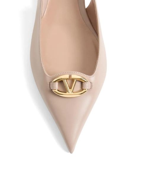 Valentino Garavani VLogoThe Bold Edition calfskin slingback ballerinas 20mm - Neutrals