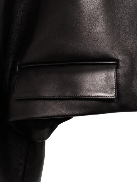KHAITE cropped leather jacket - Black