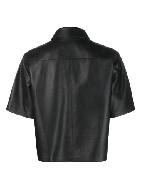 Yves Salomon short-sleeve leather shirt - Black - zdjęcie produktu nr 2
