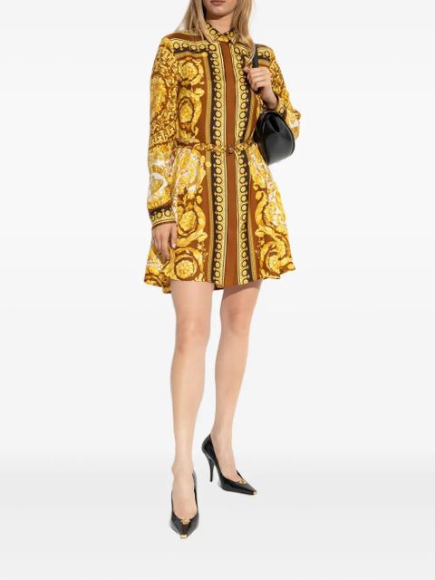 Versace silk belted mini shirt dress - Yellow