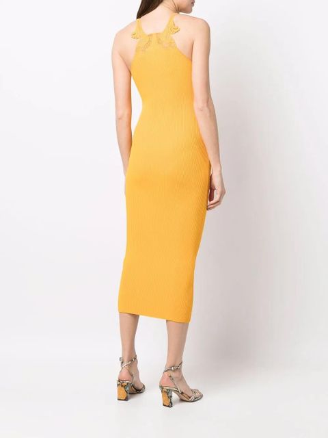 Self-Portrait bodycon midi dress - Yellow