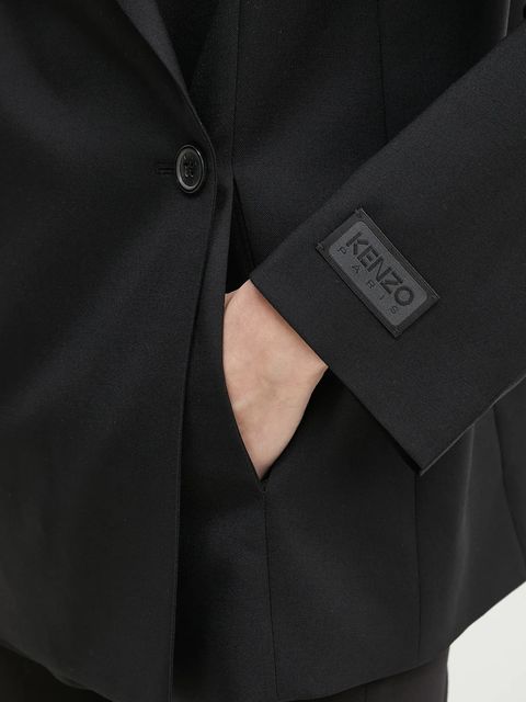 Kenzo marynarka wełniana kolor czarny jednorzędowa gładka FF52VE2589RA.99