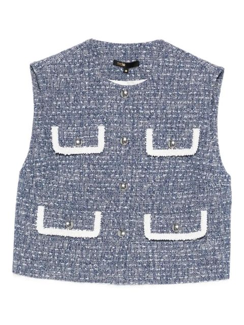 Maje button-front sleeveless tweed top - Blue - zdjęcie produktu nr 1