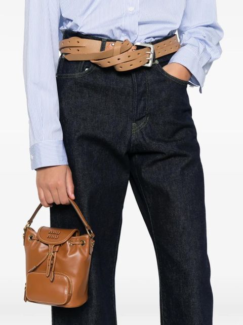 Miu Miu logo flap-top mini bag - Brown - zdjęcie produktu nr 2