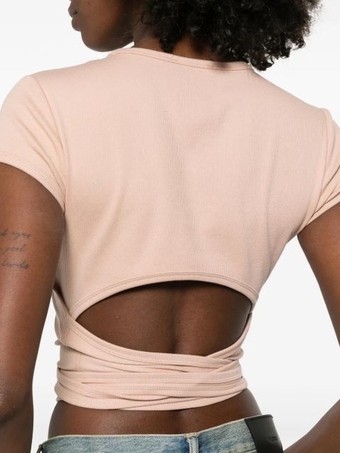 Diesel T-Bunny-Tail-R1 wrap-tie T-shirt - Neutrals