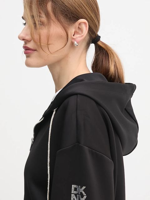 Dkny bluza KNIT JACKET damska kolor czarny z kapturem gładka P5ME7CNY