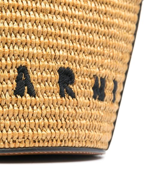 Marni Tropicalia logo-embroidered tote bag - Brown