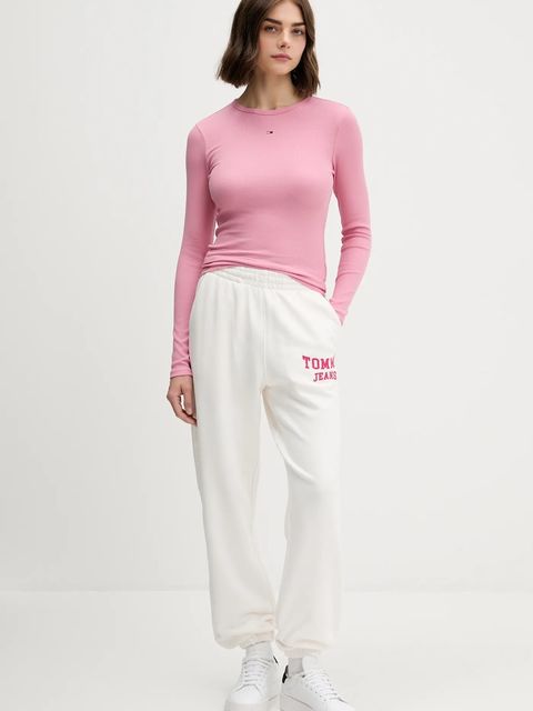 Tommy Jeans longsleeve damski kolor różowy DW0DW17387