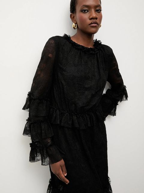 Answear.LAB sukienka kolor czarny maxi rozkloszowana