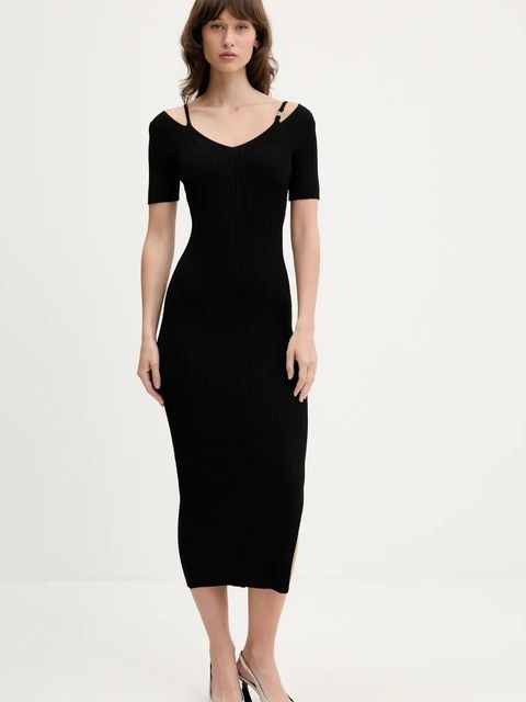 HUGO sukienka kolor czarny midi dopasowana 50538239