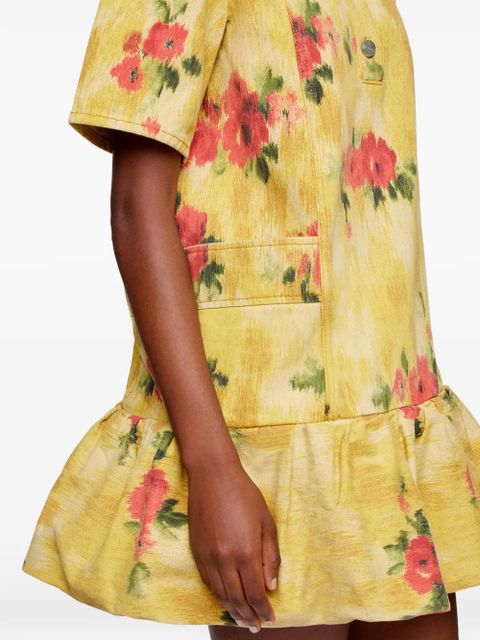 GANNI floral-print pocket mini dress - Yellow