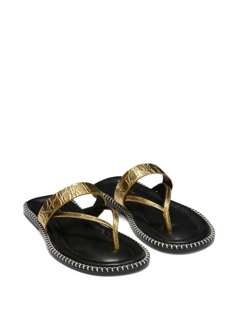 DRIES VAN NOTEN textured-strap leather sandals - Gold - zdjęcie produktu nr 2
