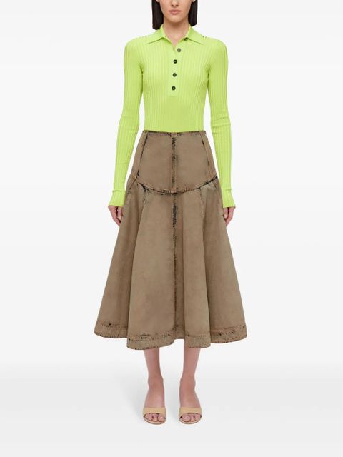 Ferragamo bleach-wash denim midi skirt - Green - zdjęcie produktu nr 2