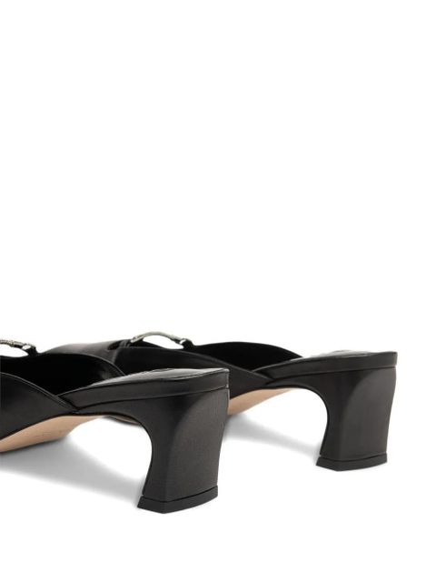 BY FAR Leda square-toe mules - Black