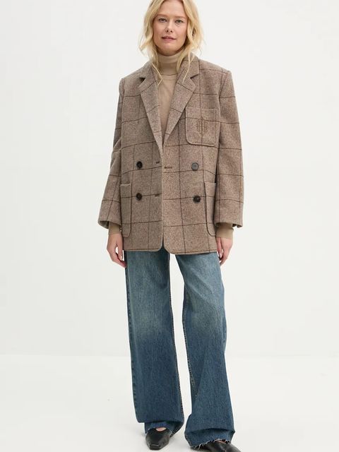 By Malene Birger sweter z domieszką wełny MOHSEN damski kolor beżowy lekki z golfem Q72551001