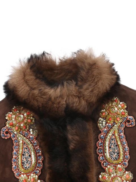 Valentino Garavani fur-trim jacket - Brown