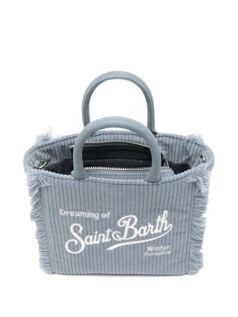 MC2 Saint Barth Vanity Mini Corduroy fringed vanity tote bag - Blue