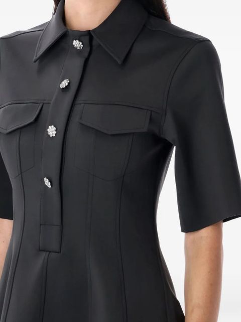 GANNI collared flared mini dress - Black