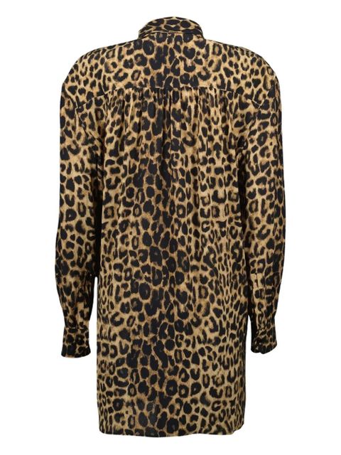 Saint Laurent leopard-print tie-detail dress - Brown