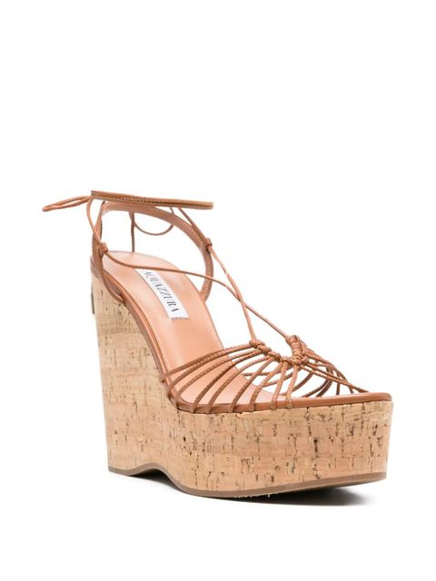 Aquazzura Ritmo lace-up platform sandals - Brown - zdjęcie produktu nr 2