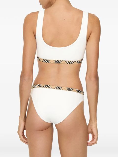 Burberry Check-trim bikini top - White