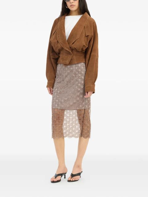 ROTATE BIRGER CHRISTENSEN sequin-embellished midi skirt - Grey - zdjęcie produktu nr 2