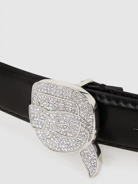 Karl Lagerfeld pasek skórzany IKON damski kolor czarny A4W33046 - zdjęcie produktu nr 2