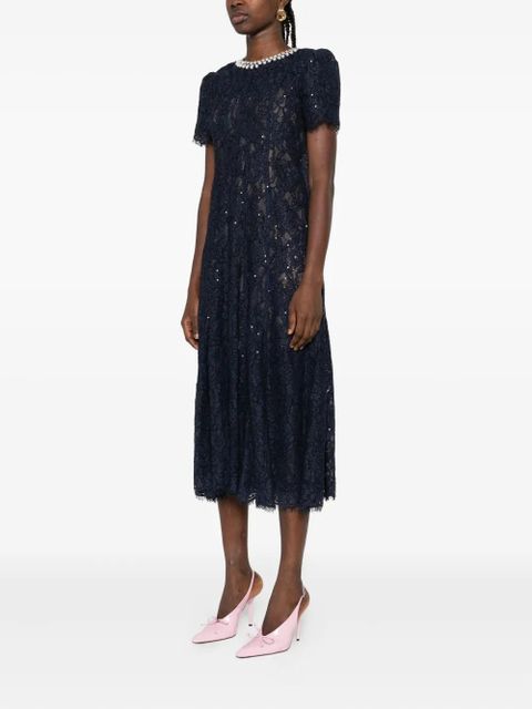 Self-Portrait sequin-embellished lace dress - Blue