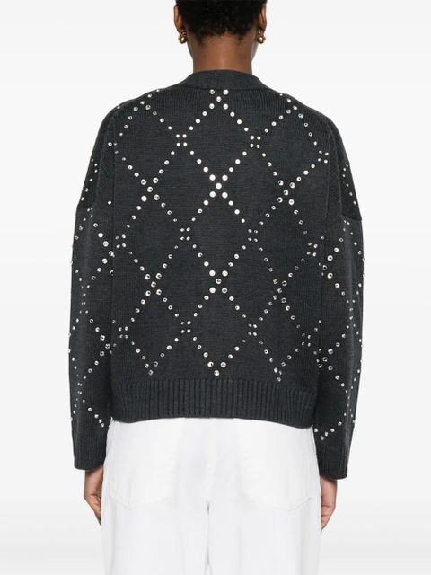 Maje diamond-pattern studded cardigan - Grey