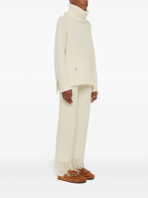 Alanui logo-plaque cashmere-silk blend jumper - White