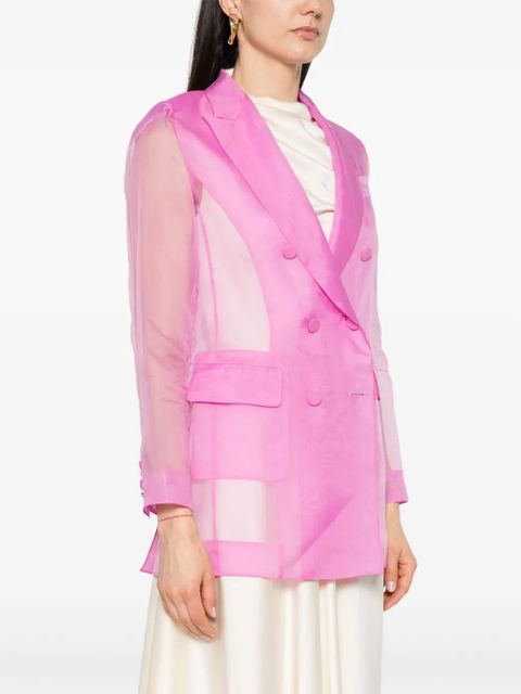 Max Mara Negrar silk double-breasted blazer - Pink