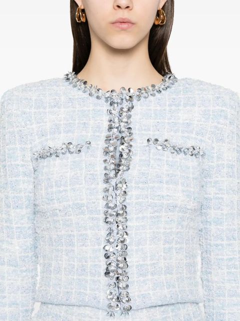 Self-Portrait checked cardigan - Blue