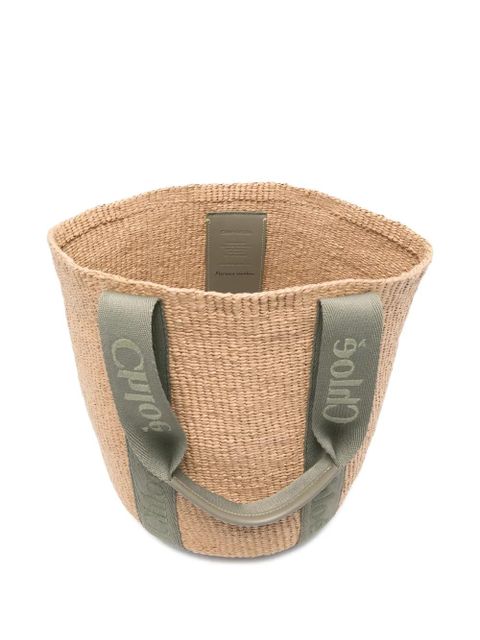 Chloé large logo-strap tote bag - Neutrals