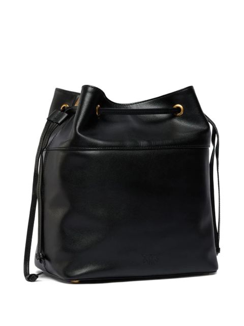 PINKO drawstring leather medium bucket bag - Black - zdjęcie produktu nr 2