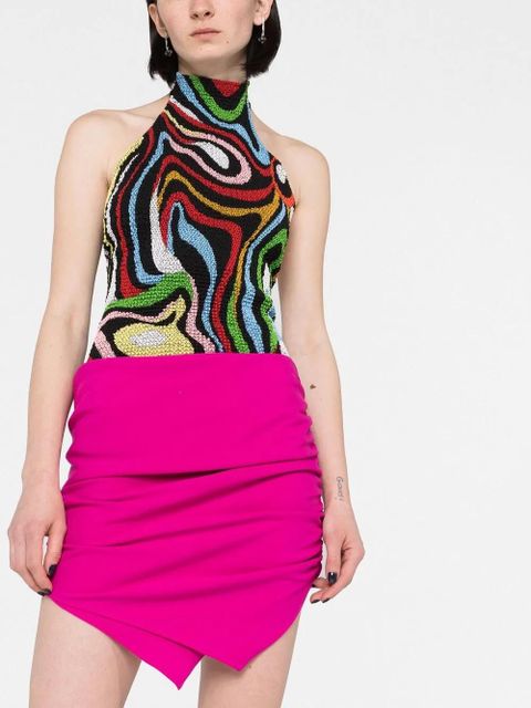 The Attico Hatty ruched asymmetric miniskirt - Pink