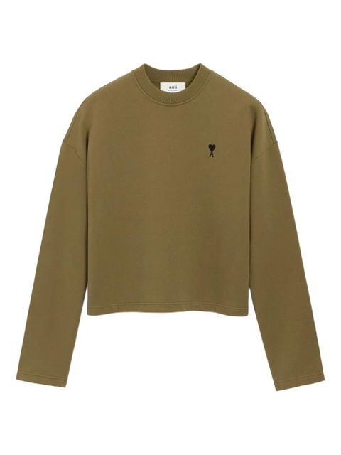 AMI Paris Ami De Coeur contrasted cotton sweatshirt - Green - zdjęcie produktu nr 1