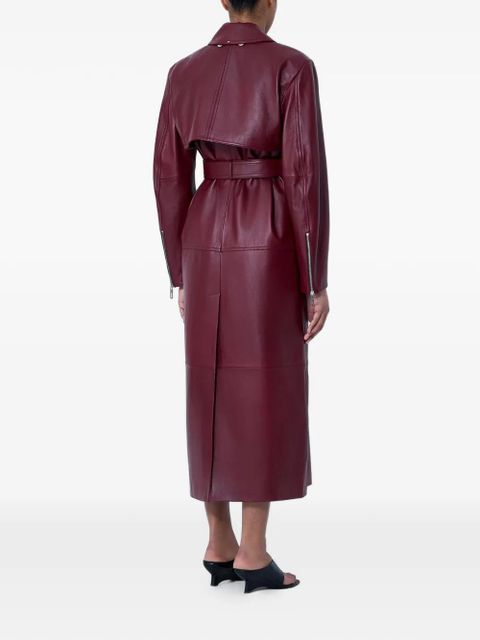 Sportmax belted leather coat - Red