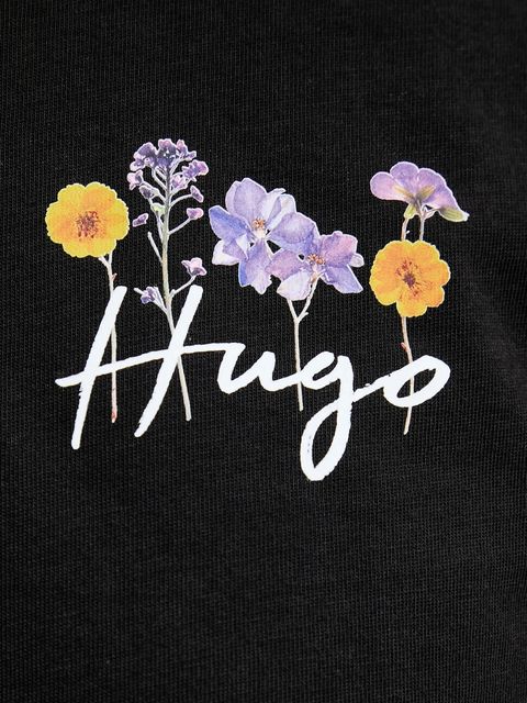 HUGO t-shirt bawełniany damski kolor czarny 50555813