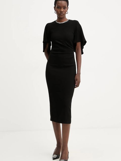 Pinko sukienka kolor czarny midi dopasowana 105583 A2Q2